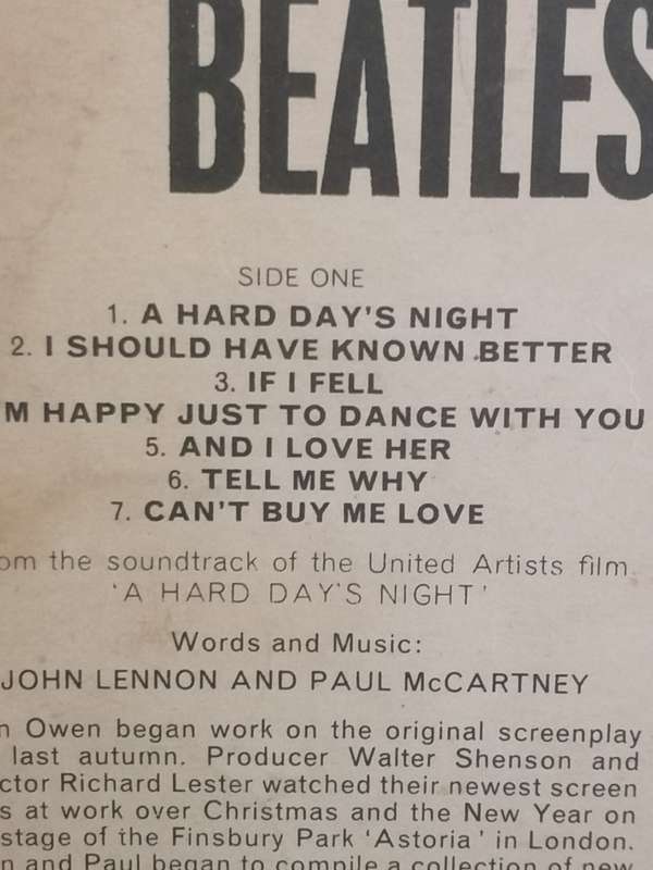 The Beatles, a Hard day's Night, vinyl excellent.