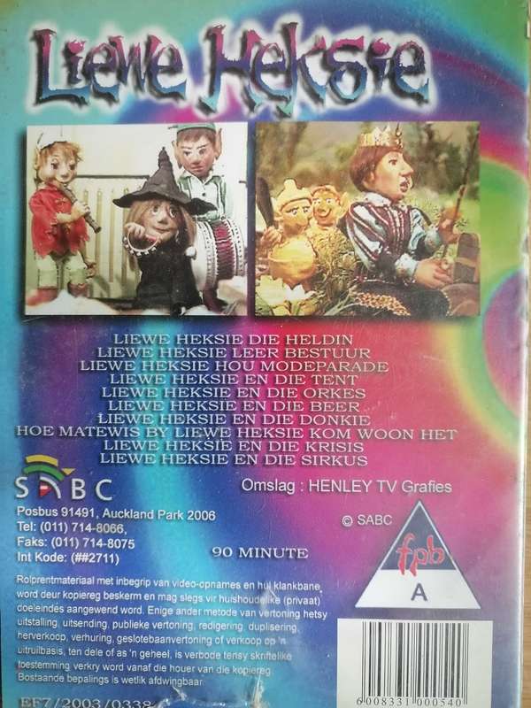 DVD, Liewe Heksie TV reeks soos gesien in laat 1970's,  goeie toestand..