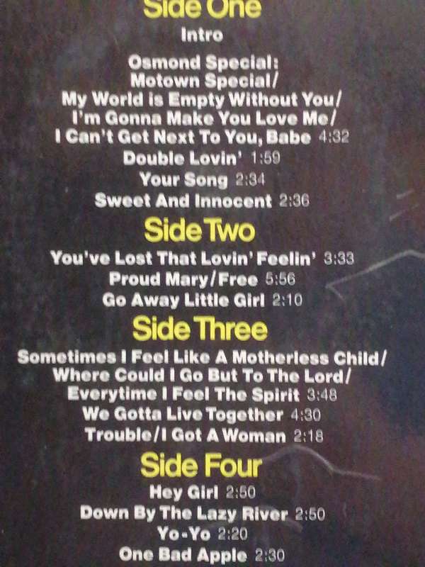 The Osmonds Live, double album, vinyl's very good & cover good.