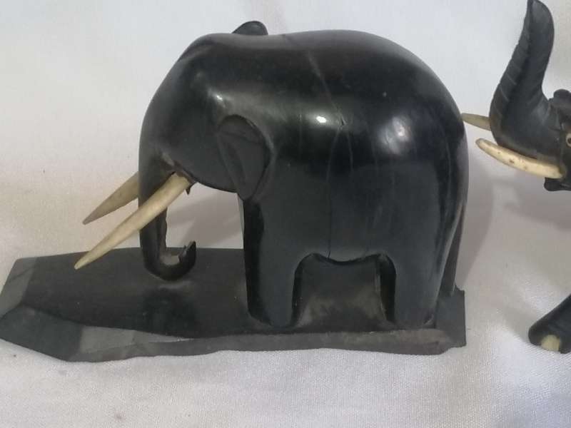Vintage & Rare Elephant set, carved from Ebony wood & Camel bone..