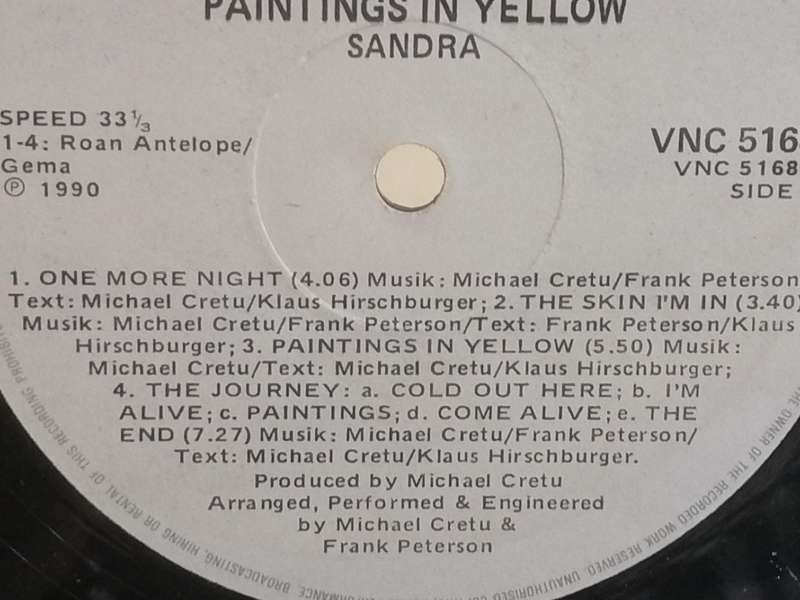 Sandra, Paintings in Yellow, vinyl excellent.