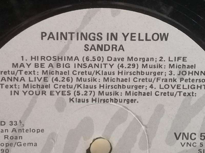 Sandra, Paintings in Yellow, vinyl excellent.