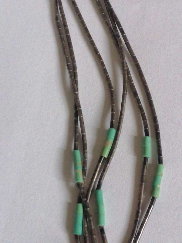 Vintage natural turquoise sterling silver necklace, with tripple snake chain.
