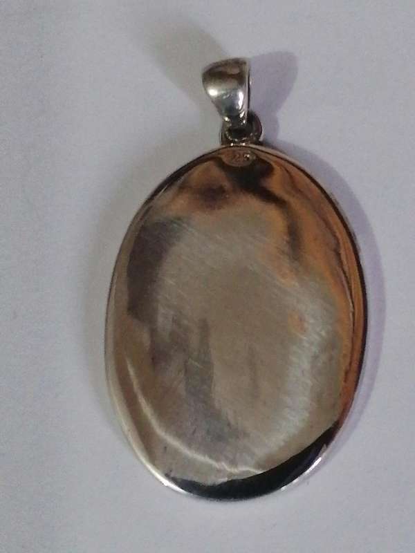 Beautiful sterling silver large pink shell pendant.