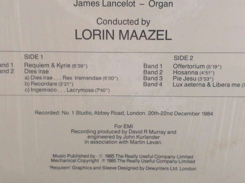 Requiem, Andrew Lloyd Webber with Sarah Brightmam & more, vinyl excellent.