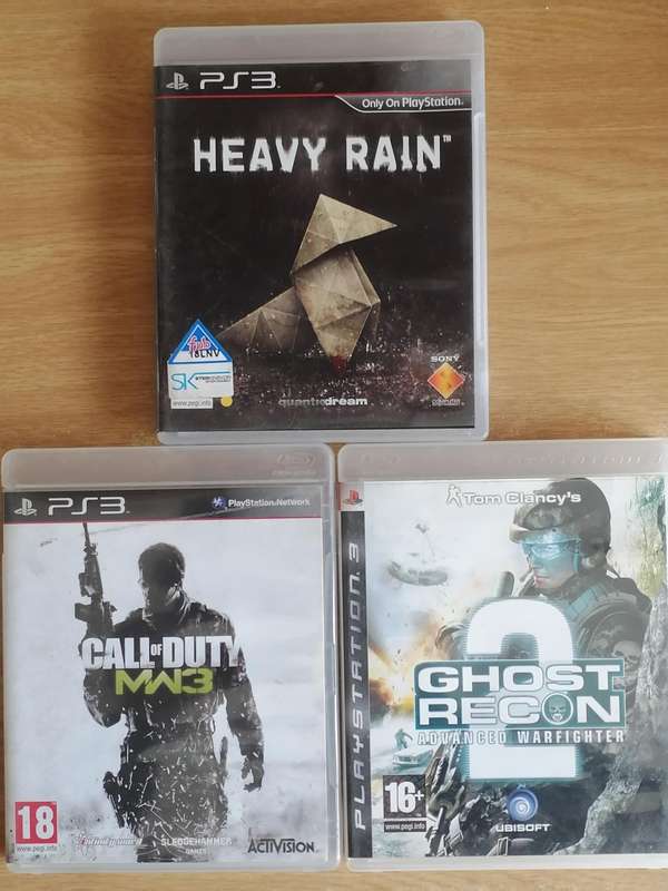 3x PS3 games, Call of Duty, Ghost Recon advanced war fighter & Heavy rain.