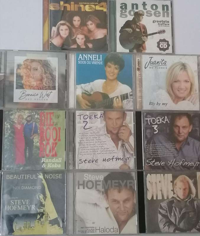 11x original Afrikaans CD's, very good condition.