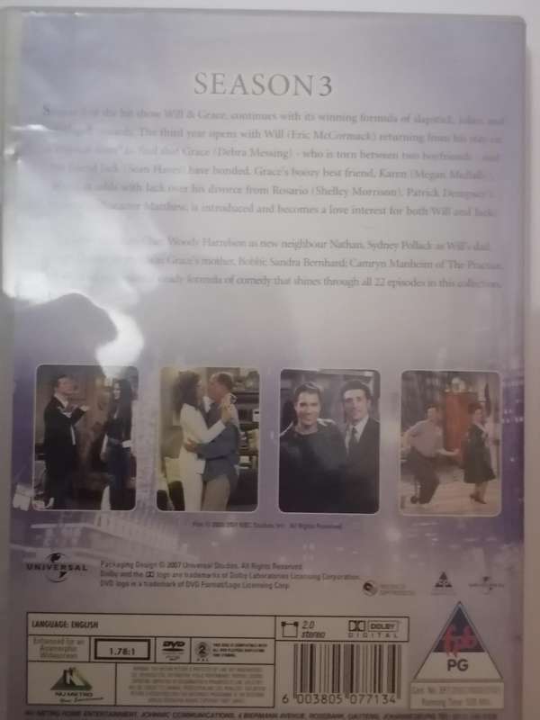 DVD series, Will & Grace, (Seasons 3), Very good condition.