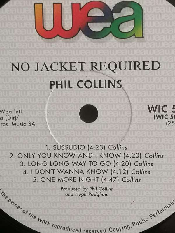Phil Collins, No Jacket Required, vinyl very good.