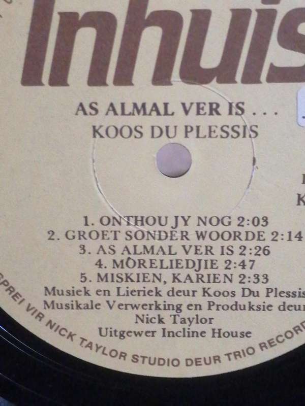 Skaars album, Koos Du Plessis, As almal ver is.., vinyl uitstekend.