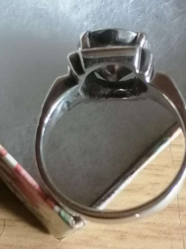 Vintage Topaz crystal & Enamel 925. silver ring - Size P, (last one).
