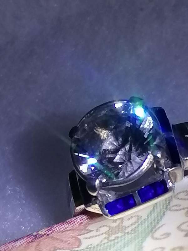 Vintage Topaz crystal & Enamel 925. silver ring - Size P, (last one).