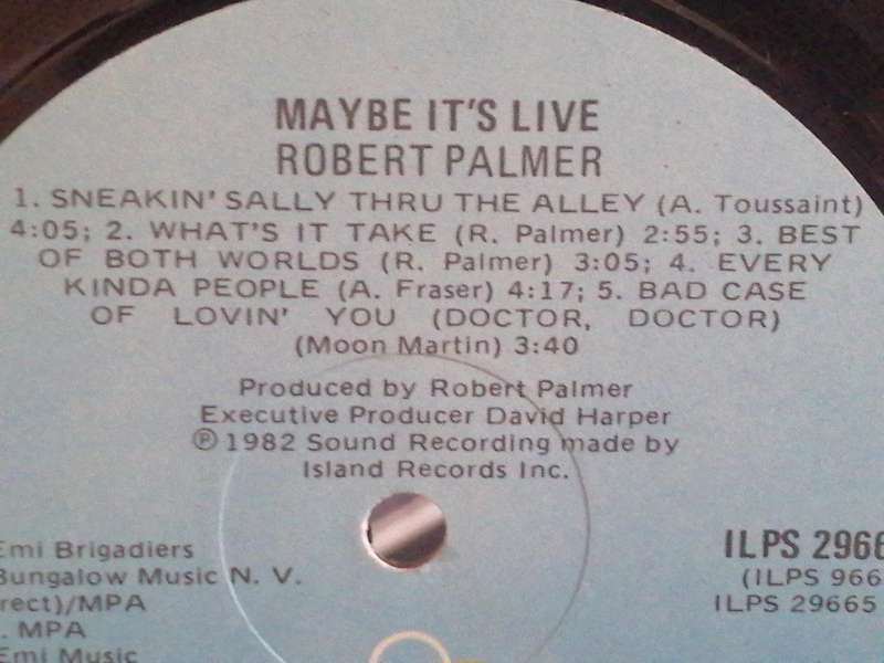 Robert Palmer, Maybe it's Live, vinyl excellent.