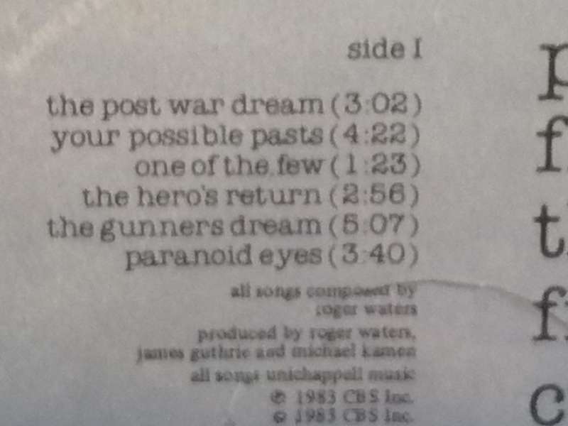 Pink Floyd the Final cut, vinyl very good.