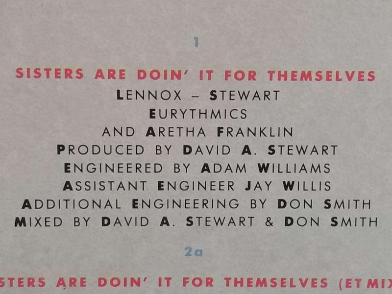 Eurythmics and Aretha Franklin 'Sisters are doin' it for themselves',  vinyl in very good condition.