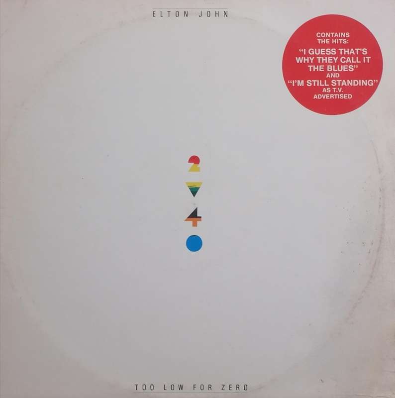 Elton John, too low for Zero, vinyl excellent