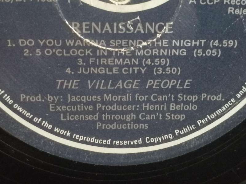 Village People, Renaissance, vinyl good.