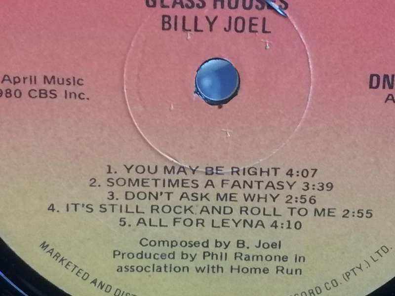 Billy Joel, Glass Houses, vinyl very good