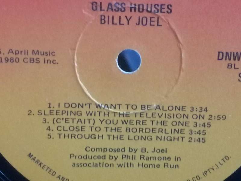 Billy Joel, Glass Houses, vinyl very good