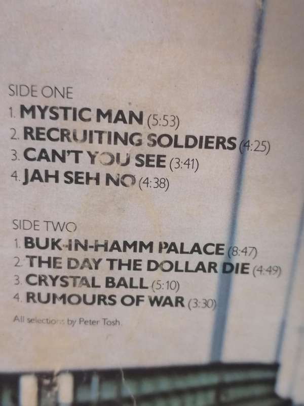 Peter Tosh, Mystic Man, vinyl very good+.