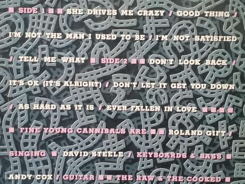 Fine Young Cannibals, The Raw & the Cooked, vinyl excellent.