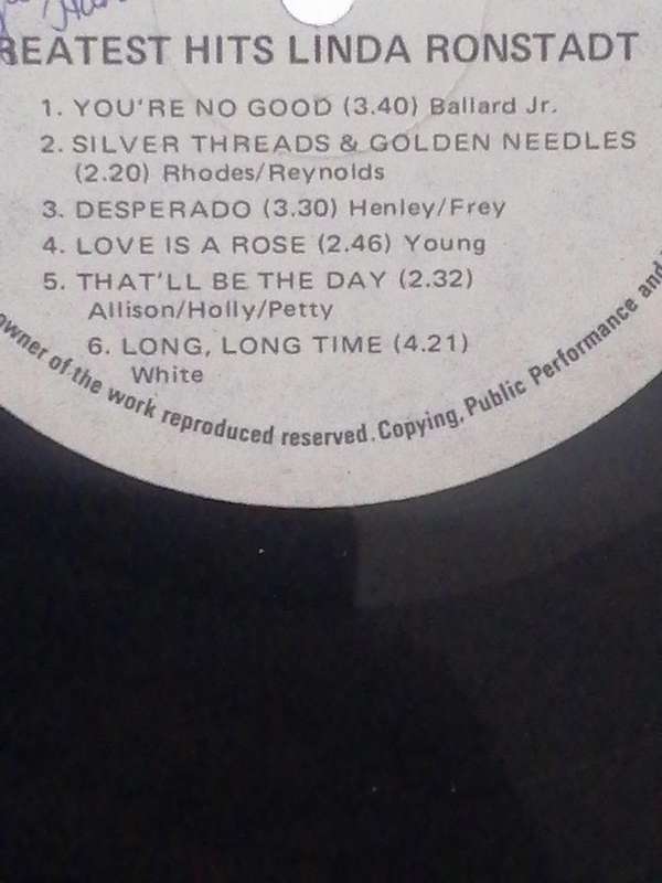 Linda Ronstadt Greatest Hits Vinyl Record