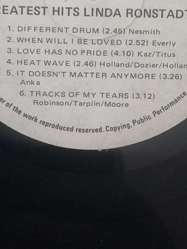 Linda Ronstadt Greatest Hits Vinyl Record