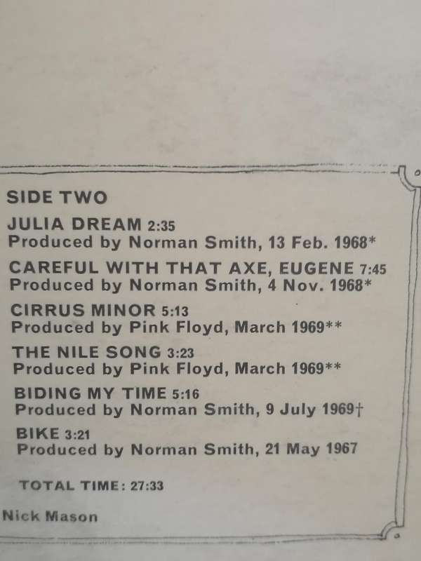 Pink Floyd, Relics, vinyl very good.