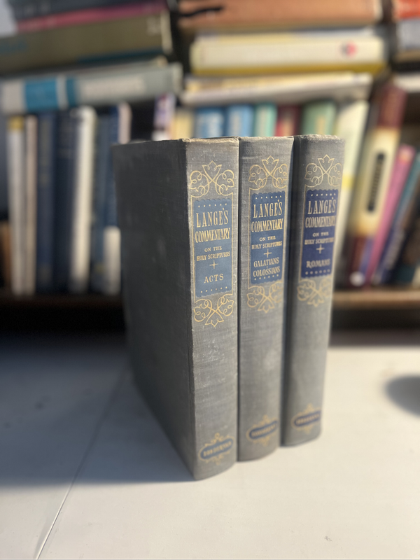 3 Langes commentaries Romans, acts, Galatians