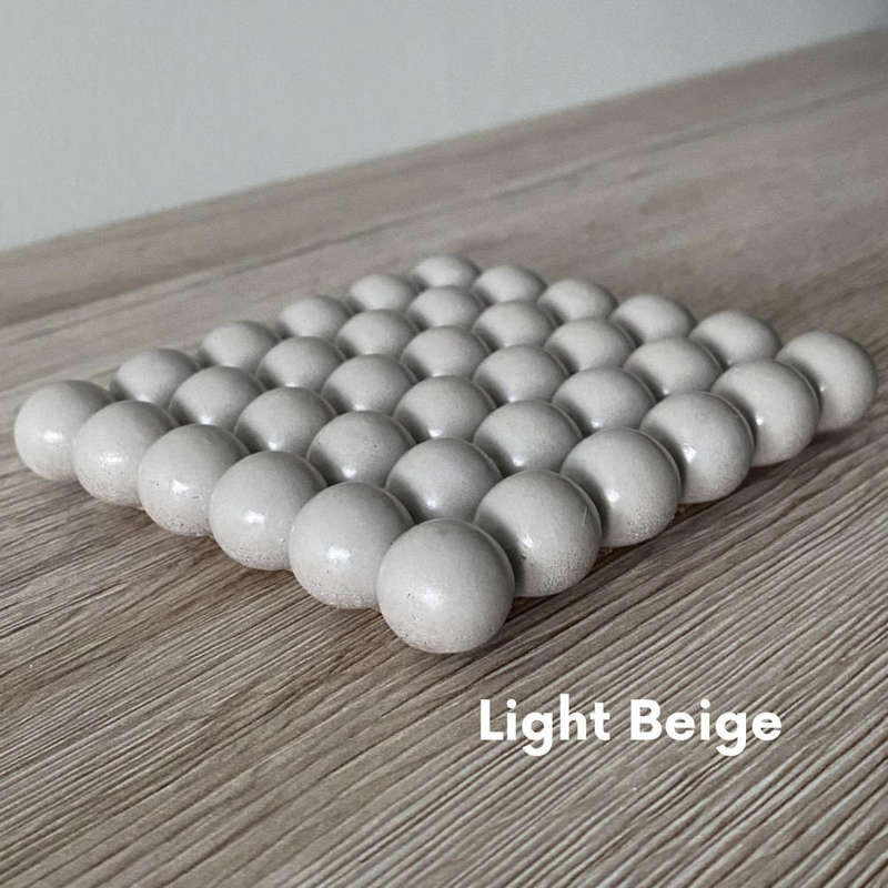 Set of 4 Light-Beige Concrete Coasters