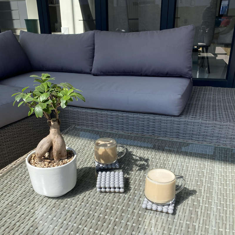Set of 4 Light-Grey Concrete Coasters
