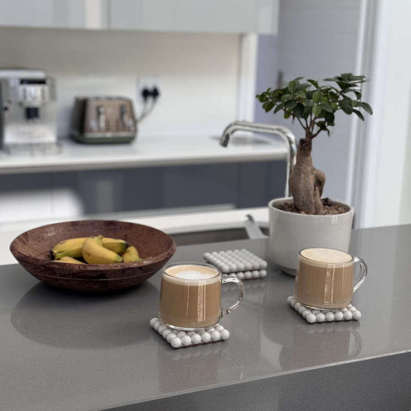 Set of 4 Off-White Concrete Coasters