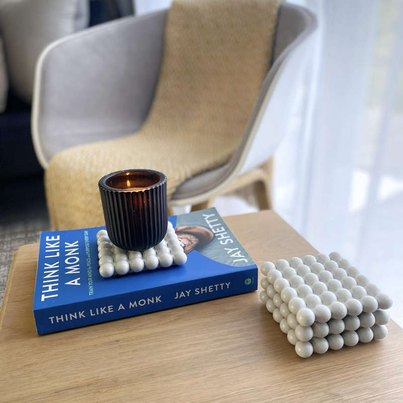 Set of 4 Off-White Concrete Coasters