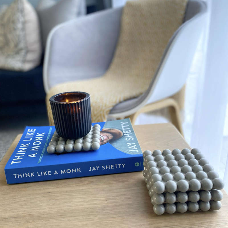 Set of 4 Light-Grey Concrete Coasters