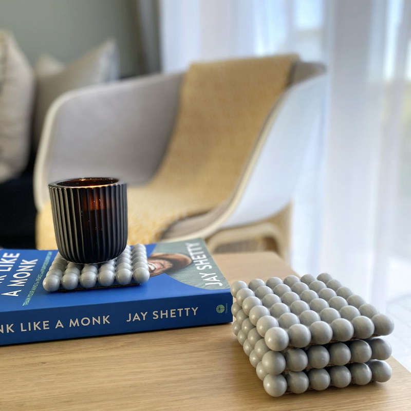 Set of 4 Dark-Beige Concrete Coasters