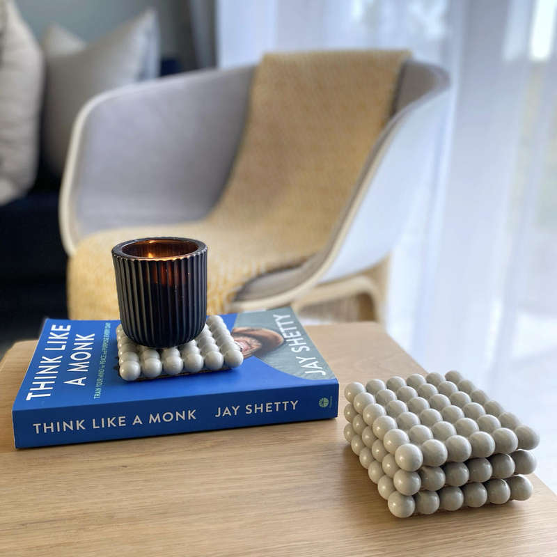 Set of 4 Light-Beige Concrete Coasters