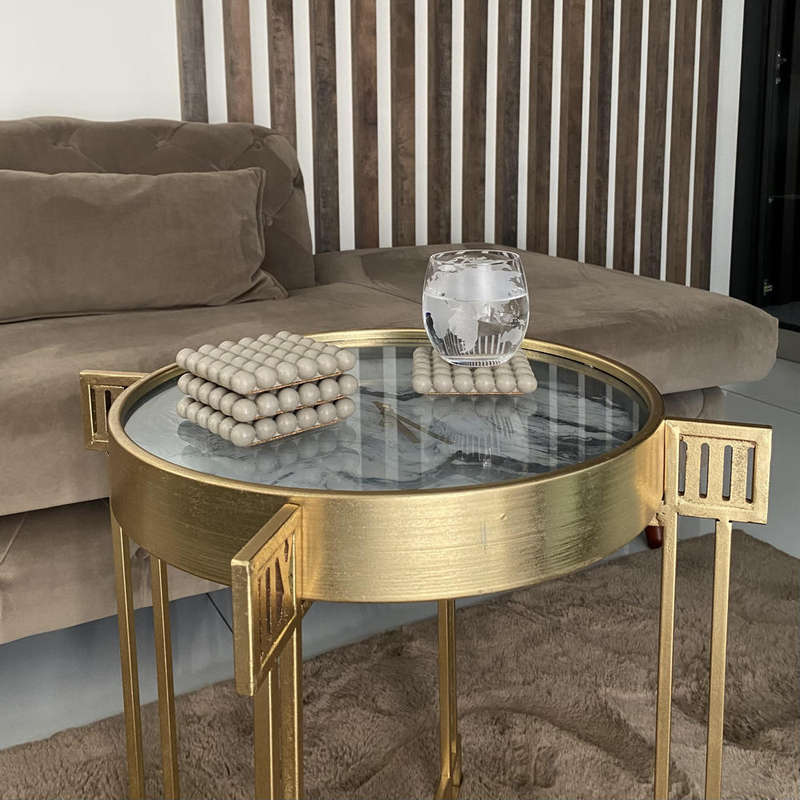 Set of 4 Light-Beige Concrete Coasters
