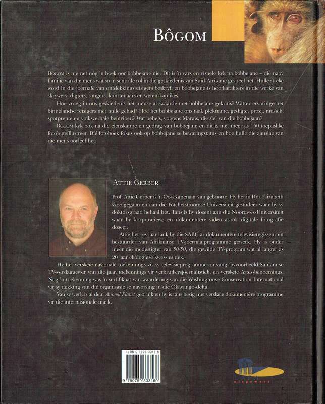 Bôgom (deur Attie Gerber) boek oor bobbejane (baboons)