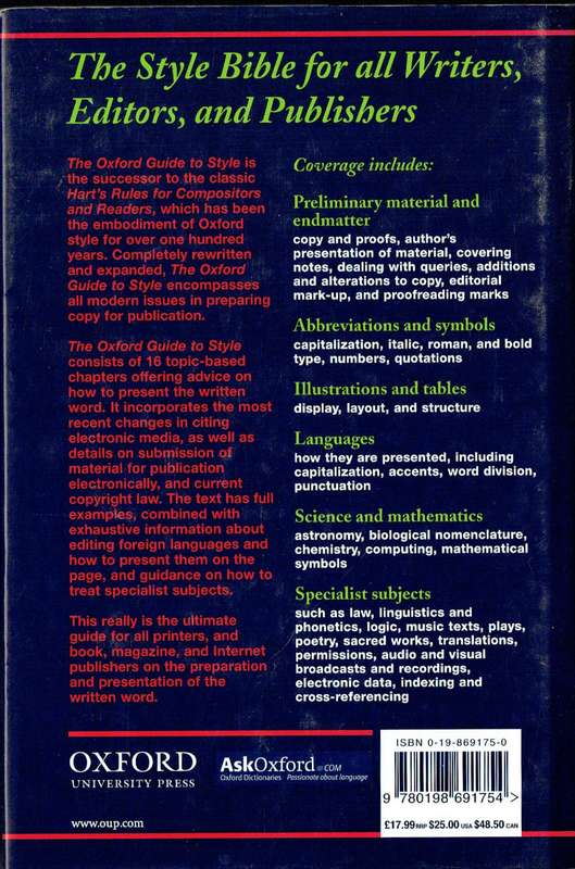 The Oxford Guide to Style: The Style Bible for all Writers, Editors, and Publishers