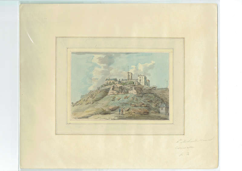ST MICHAEL'S MOUNT, CORNWALL, ORIG 18TH-CENT. WATERCOLOUR, SAMUEL HIERONYMUS GRIMM