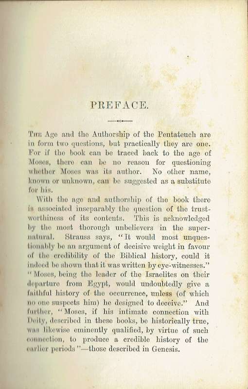The Pentateuch: Its Age and Authorship (John Kennedy, 1884)