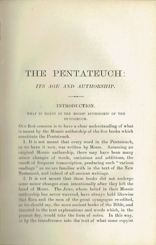 The Pentateuch: Its Age and Authorship (John Kennedy, 1884)