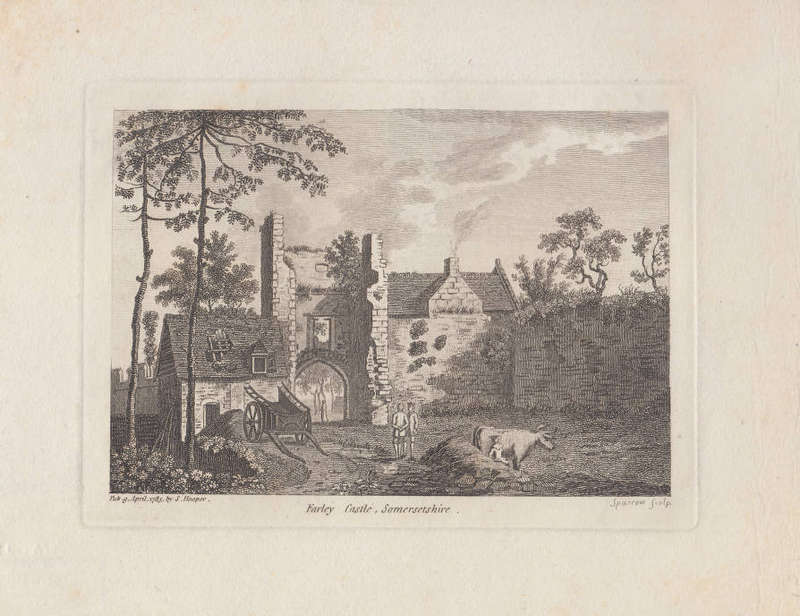 FARLEY CASTLE, ORIGINAL 18TH-CENTURY WATERCOLOUR, SAMUEL HIERONYMUS GRIMM