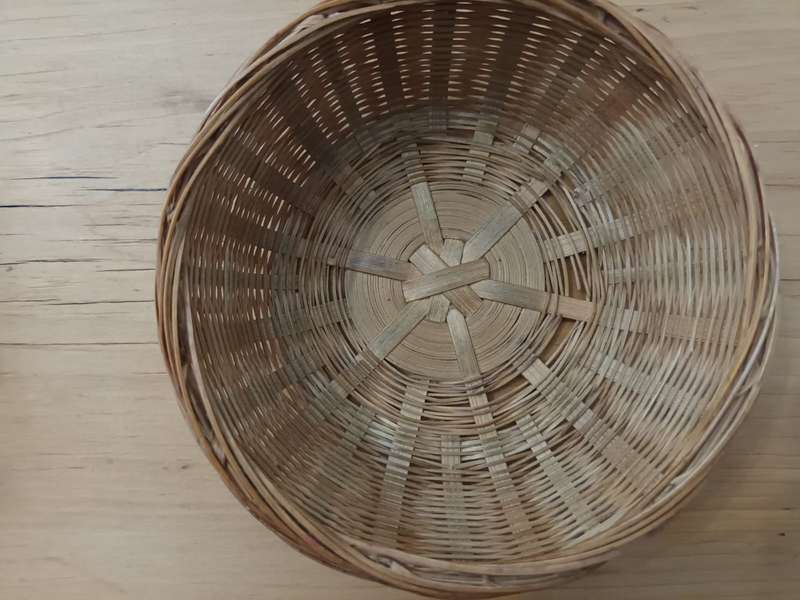 Delightful little vintage lidded wicker basket