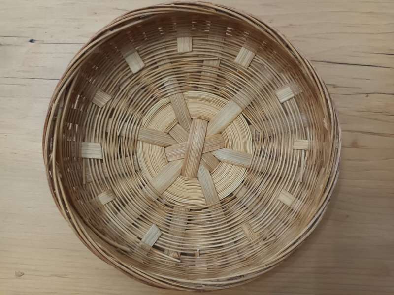 Delightful little vintage lidded wicker basket
