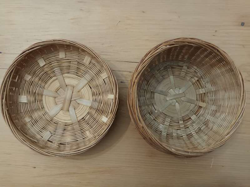 Delightful little vintage lidded wicker basket