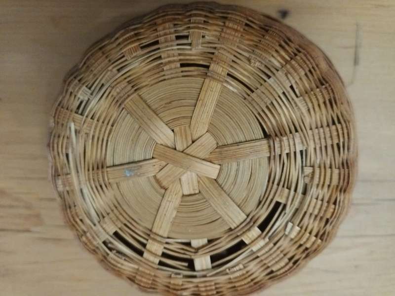 Delightful little vintage lidded wicker basket