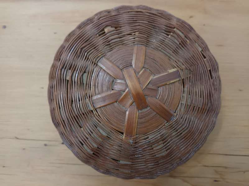 Delightful little vintage lidded wicker basket