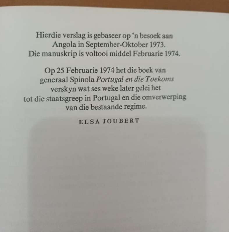 Elsa Joubert, Die Nuwe Afrikaan: 'n Reis deur Angola (1974)