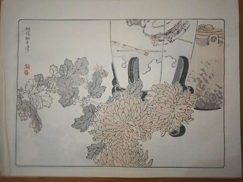 Kono Bairei (1844 - 1895), 12 original Japanese woodblock prints of crysanthemums